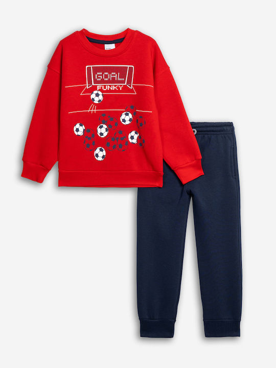 Kids Sweatpants Set Red-blue 2pcs