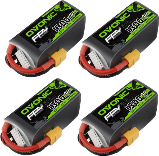 Батерия Li-Po 22.2V 1300mAh 100C 6S XT60 за Дрон 4 Бройки