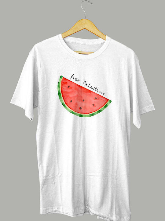T-Shirt Free Palestine – Wassermelonen-Symbol Unisex Weiß T-Shirt Free Palestine – Wassermelonen-Symbol Unisex Weiß