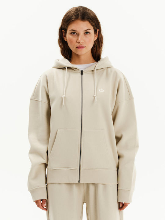 Lang Damen Sweatshirtjacke Kapuzen Clay Grey
