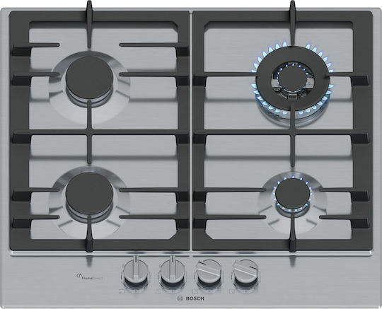 Bosch Serie 6 Εστία Φυσικού Αερίου Αυτόνομη 58.2x52εκ. Ασημί