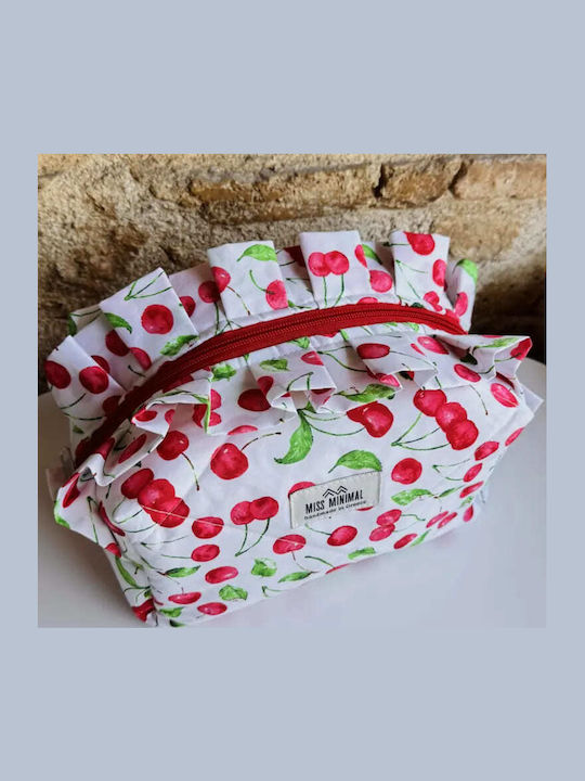 Miss Minimal Mini Zipper Box Νεσεσέρ White Cherries Romantic 22 X 10 X 12 Cm