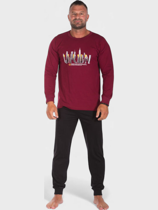 Men's Cotton Pyjama Nina Club Urban Red Nc26594-1 Burgundy