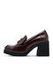Synthetic Leather Burgundy High Heels