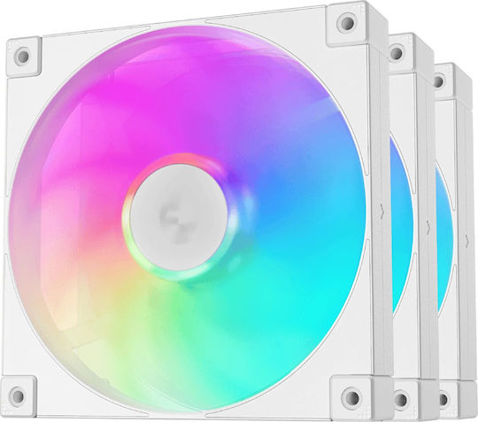 Deepcool Fd14 Case Fan 140mm (1650rpm / 82.53cfm) με ARGB Φωτισμό και Σύνδεση 3-Pin / 4-Pin PWM 3τμχ Λευκό