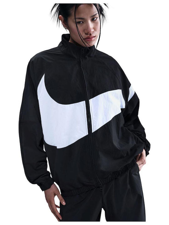 nike windbreaker jacket womens black and white
