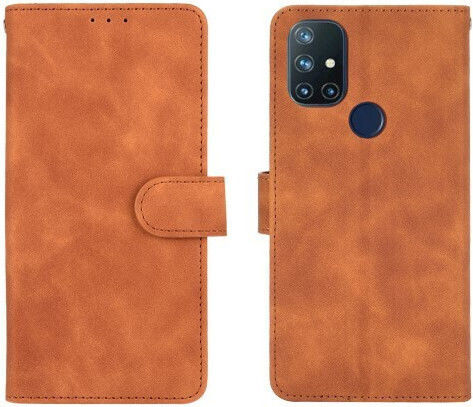 Suport de prindere Wallet Piele artificială Maro (OnePlus Nord N10)