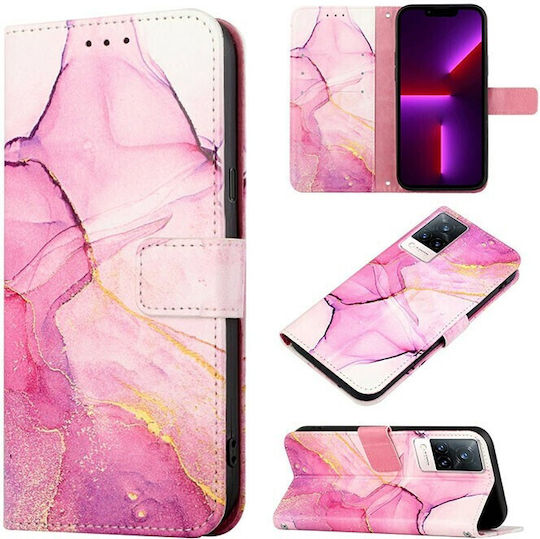 Marble Pattern Wallet Δερματίνης Ροζ (Vivo V21 5G)
