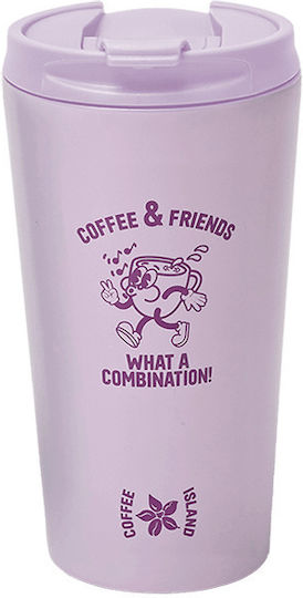 Coffee Island Pahar Termos Oțel Inoxidabil 370ml Roz Coffee Island