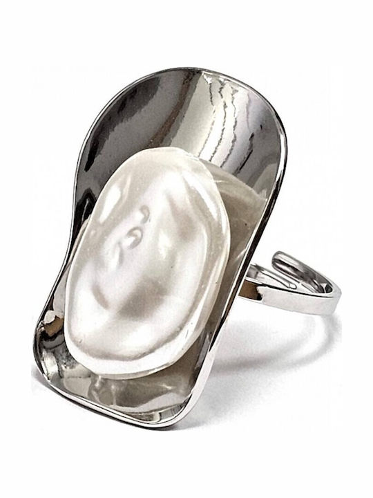 Karma Fashion Damen Ring mit Perlen aus Stahl