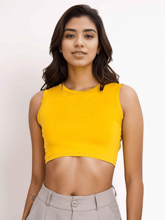 Women's Crop Top Sleeveless Yellow