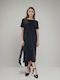 Sommer Midi Damenkleid Schwarz