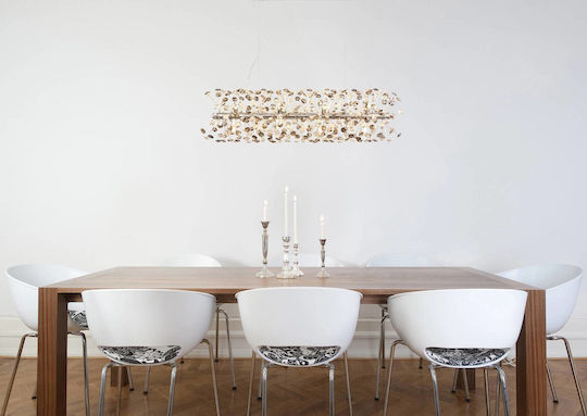 Globo Lighting Hanging Ceiling Light Transparent with Crystals for 12 G9 Bulbs 90x30x150cm