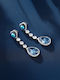 Chrysothemiss Women's Earrings Aphrodite's Tears Blue Crystal & Platinum Coating