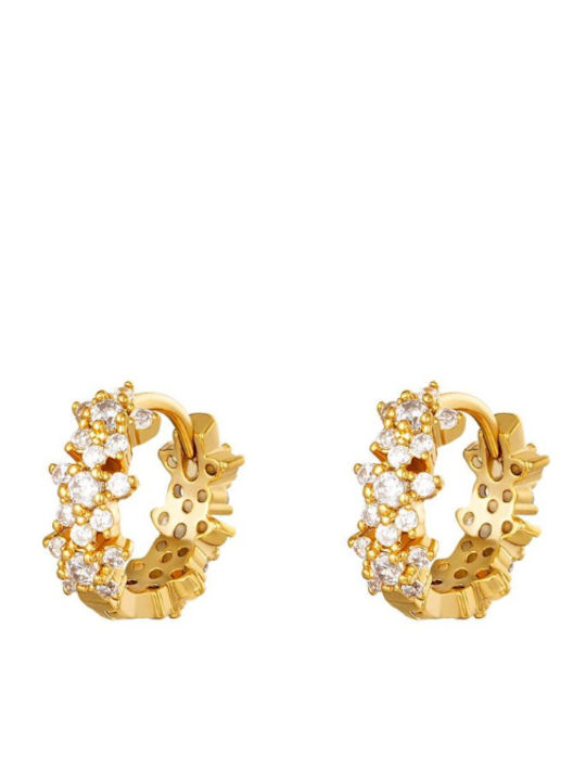 Hoops Earrings Hoops Gold Plated with Stones