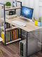 Desk Bencour Wooden with Integrated Bookcase Natural Shade Black with Metal Legs 90x40x73cm