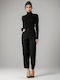 Damen Stoff Hose in Karotten Passform Black