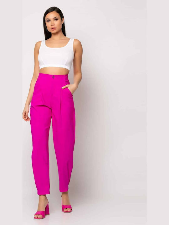 Dama Talie înaltă Tesatura Pantaloni Fuchsia