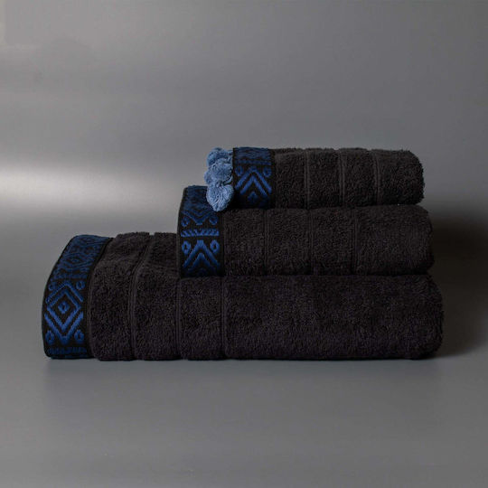White Fabric Hand Towel Marigold Black Weight 600gsm