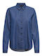 Women's Denim Long Sleeve Shirt Dark Blue Denim