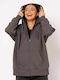 Lang Damen Sweatshirtjacke Gray
