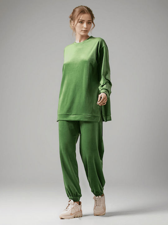 Jogginganzug Samt Lime