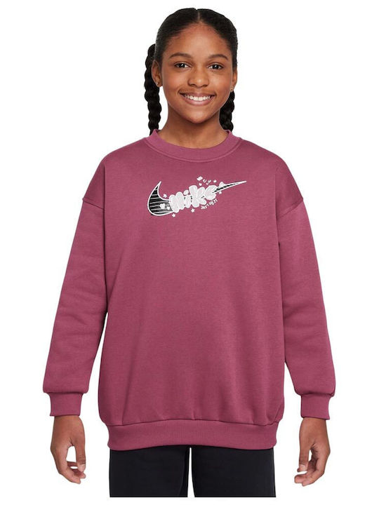 Nike Fleece Παιδικό Φούτερ Ροζ Sportswear Club