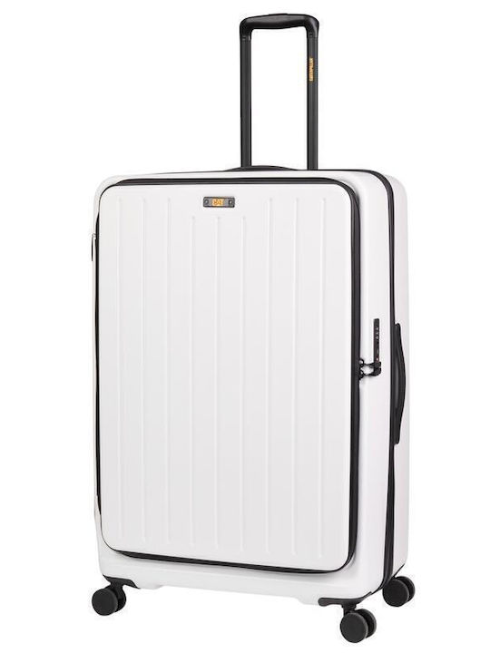 CAT Medium Hard White Travel Suitcase with 4 Wheels Height 68cm