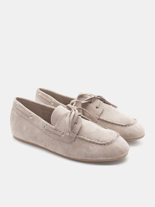 Luigi Women's Moccasins in Beige Color