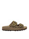 Despoina Leather Women's Flat Sandals Anatomic Moka Leopardo