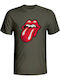 Lux In Tenebris Premium Quality Cotton Blouse Rolling Stones Printed T-Shirt Khaki