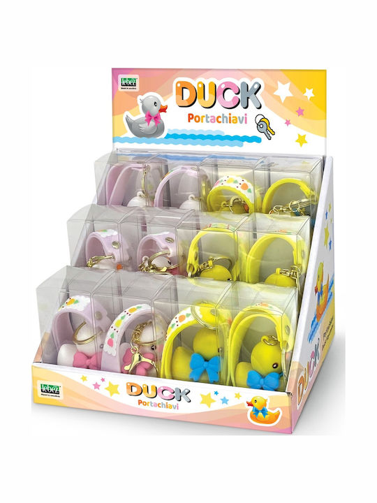 Breloc Duck Curea din Silicon Alb Galben Set 12 Bucăți Display