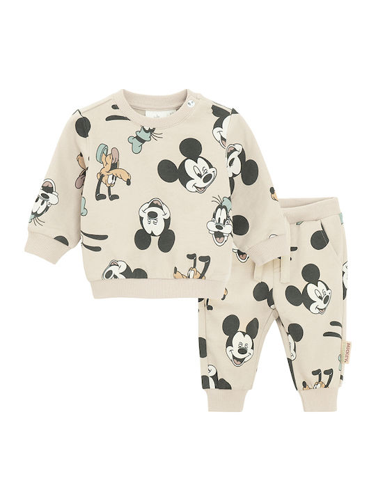 Kinder Sweatpants Set - Jogginganzug Beige 2Stück Mickey Mouse