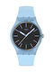 Swatch Bioceramic Γυναικείο Ρολόι Μπαταρίας με Γαλάζιο Καουτσούκ Λουράκι