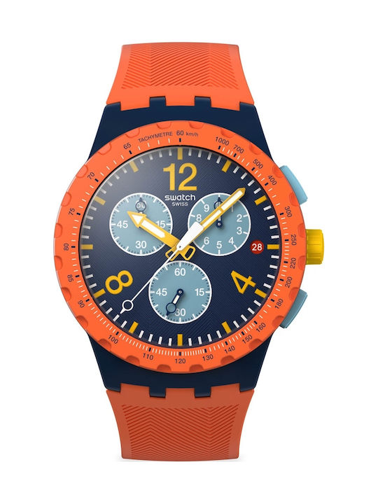 Swatch Flash Men's Watch Chronograph Battery with Orange Fabric Strap