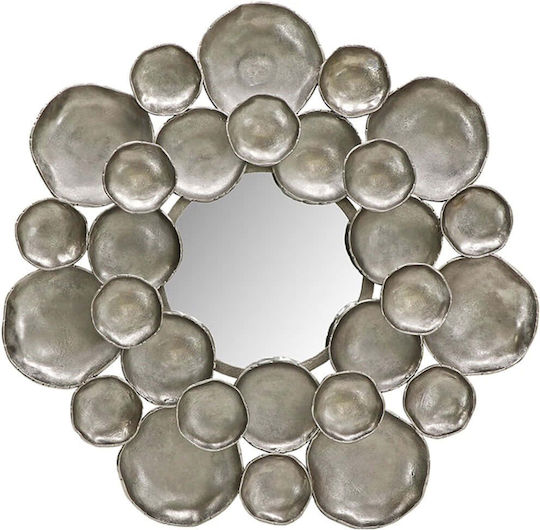 Mirrors & More Tamani Oglindă de Perete cu Gri Ramă din Metalic Diametru 91cm 1buc