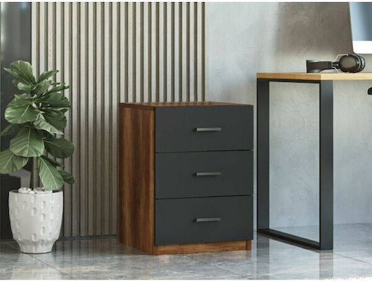 Kailua 2102 Wooden Chest of Drawers Walnut, Anthracite 45x47x62cm