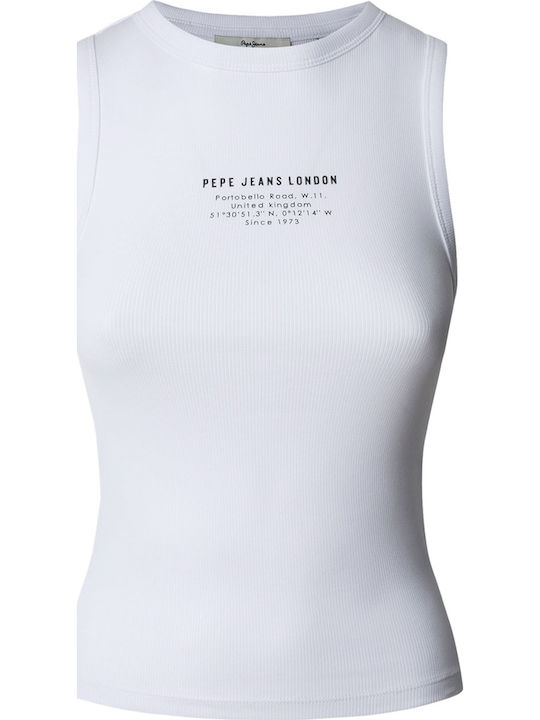 Pepe Jeans Viv Rib Top Γυναικεία Μπλούζα White