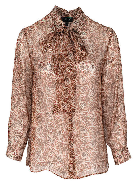 Women's Silky Long Sleeve Shirt Brown