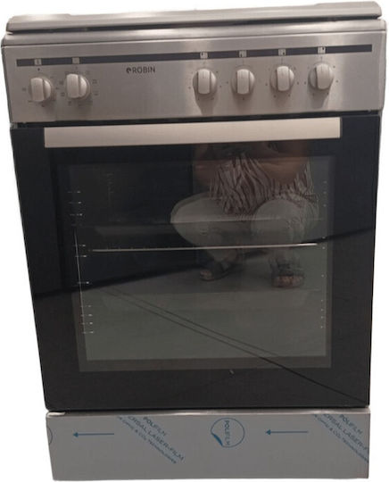 Robin Cooker 80lt with Enamel Hobs W60cm. Inox