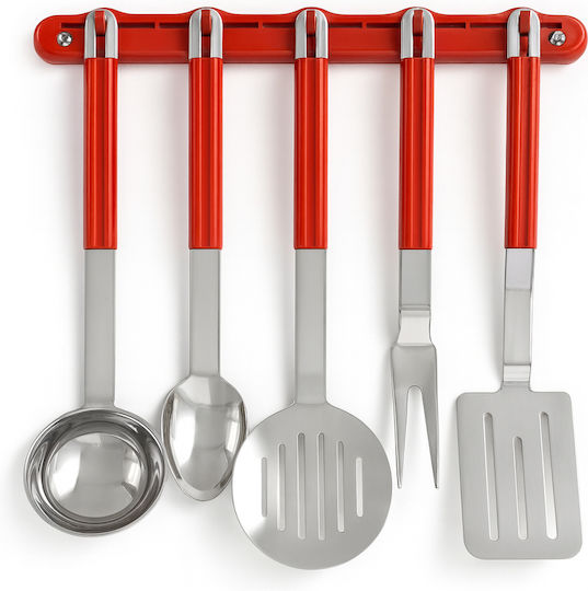 Galifas Metallic Cooking Utensil Set with Base Red 6pcs