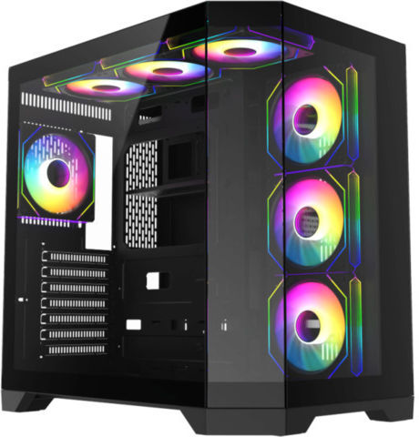 GameMax HYPE-A Геймърско бюро Midi Tower Компютърна кутия със страничен прозорец Черен