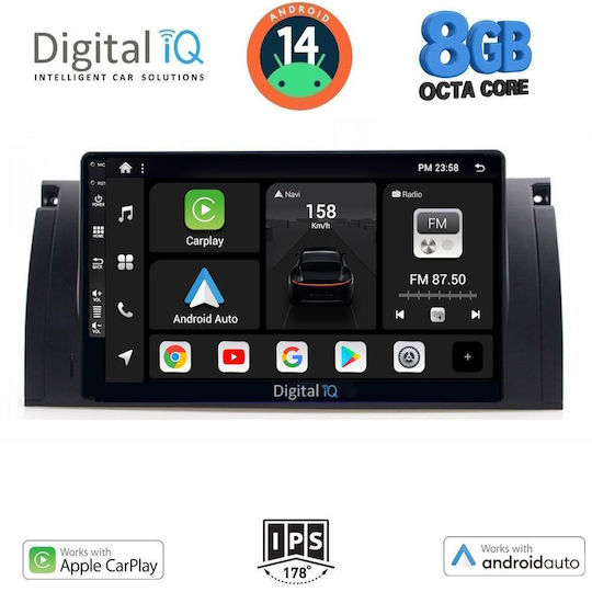 Digital IQ Car Audio System for BMW X5 1997-2005 (Bluetooth/USB/AUX/WiFi/GPS/Apple-Carplay/Android-Auto) with Touch Screen 8"