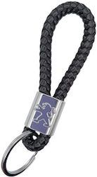 Leather Peugeot Black Keychain