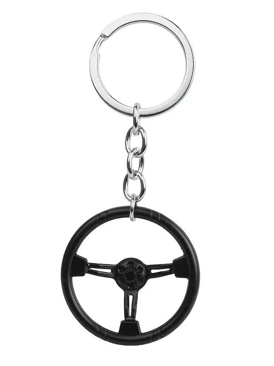 Racing Steering Wheel Keychain 4cm Black