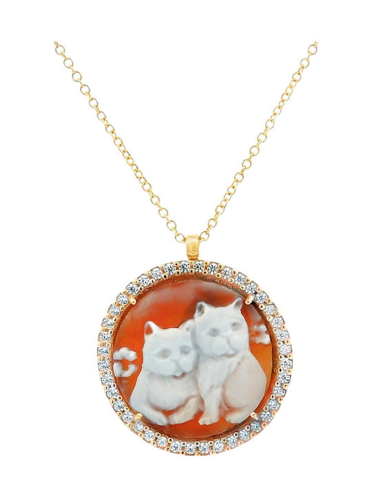 Metrongold Lucky Charm Necklace Made of 14K Gold with Orange Personalization