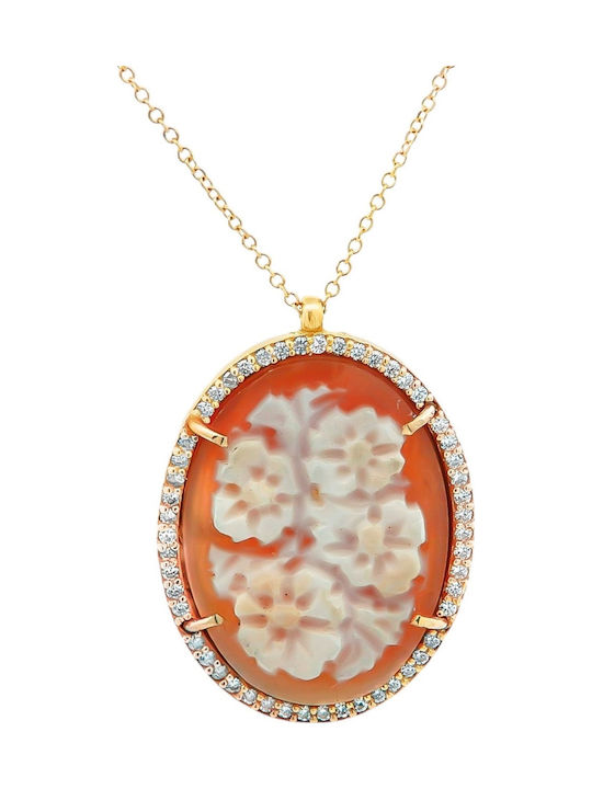 Metrongold Lucky Charm Necklace Made of 14K Gold with Orange Personalization