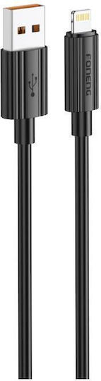 Foneng USB-A to Lightning Cable 12W Μαύρο 1.2m