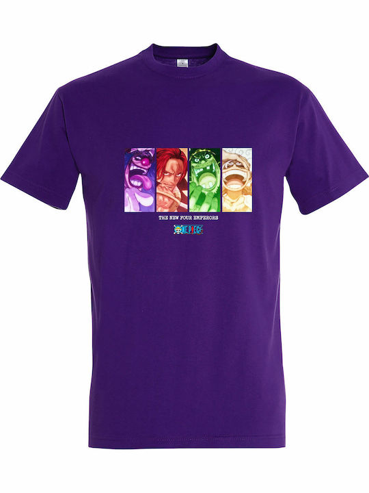 Unisex T-shirt "Neue Vier Kaiser Ein Stück Anime Manga" Dunkles Lila