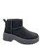 Suede Women's Ankle Boots with Fur Black